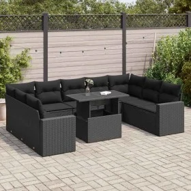 Set de sofás de jardín y cojines 10 pzas ratán sintético negro by , Garden sets - Ref: Foro24-3326376, Price: 699,51 €, Disco...