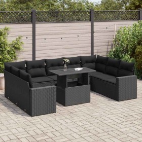 Set de sofás de jardín y cojines 10 pzas ratán sintético negro by , Garden sets - Ref: Foro24-3326376, Price: 710,19 €, Disco...