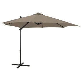 Cantilever parasol with pole and taupe gray LED lights 300 cm by vidaXL, Umbrellas - Ref: Foro24-312331, Price: 191,34 €, Dis...