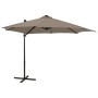 Cantilever parasol with pole and taupe gray LED lights 300 cm by vidaXL, Umbrellas - Ref: Foro24-312331, Price: 197,98 €, Dis...