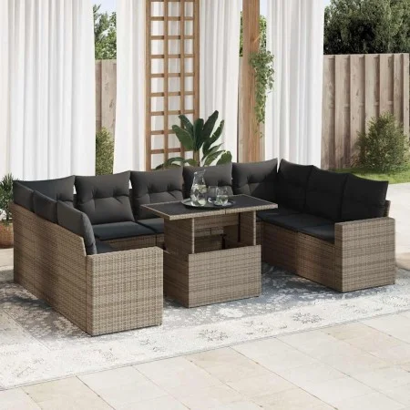 Set de sofás de jardín y cojines 10 pzas ratán sintético gris von , Gartensets - Ref: Foro24-3326381, Preis: 652,43 €, Rabatt: %