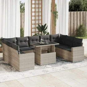 Set sofás jardín 10 pzas con cojines ratán sintético gris claro by , Garden sets - Ref: Foro24-3326383, Price: 733,20 €, Disc...