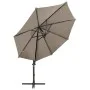 Ampelschirm mit Mast und taupegrauen LED-Leuchten 300 cm von vidaXL, Sonnenschirme - Ref: Foro24-312331, Preis: 191,14 €, Rab...