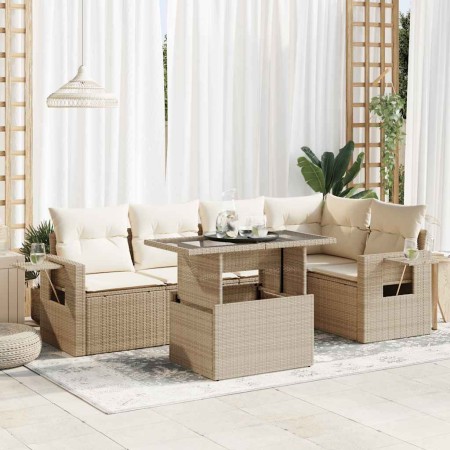 Juego de sofás jardín con cojines 6 pzas ratán sintético beige von , Gartensets - Ref: Foro24-3326479, Preis: 520,84 €, Rabat...