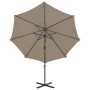 Cantilever parasol with pole and taupe gray LED lights 300 cm by vidaXL, Umbrellas - Ref: Foro24-312331, Price: 197,98 €, Dis...