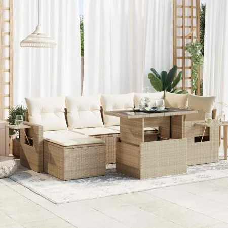 Set sofás de jardín 7 piezas y cojines ratán sintético beige von , Gartensets - Ref: Foro24-3326509, Preis: 571,91 €, Rabatt: %
