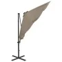 Ampelschirm mit Mast und taupegrauen LED-Leuchten 300 cm von vidaXL, Sonnenschirme - Ref: Foro24-312331, Preis: 191,14 €, Rab...