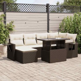 Juego de sofás de jardín 7 piezas con cojines ratán PE marrón by , Garden sets - Ref: Foro24-3326514, Price: 503,63 €, Discou...
