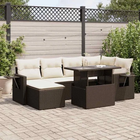 Juego de sofás de jardín 7 piezas con cojines ratán PE marrón von , Gartensets - Ref: Foro24-3326514, Preis: 515,04 €, Rabatt: %