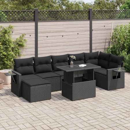 Set de sofás de jardín y cojines 8 piezas ratán sintético negro von , Gartensets - Ref: Foro24-3326516, Preis: 566,41 €, Raba...