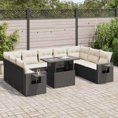 Set de sofás de jardín y cojines 10 pzas ratán sintético negro von , Gartensets - Ref: Foro24-3326537, Preis: 653,17 €, Rabat...