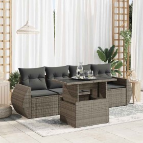 Juego de sofás jardín con cojines 5 pzas ratán sintético gris von , Gartensets - Ref: Foro24-3326561, Preis: 370,50 €, Rabatt: %