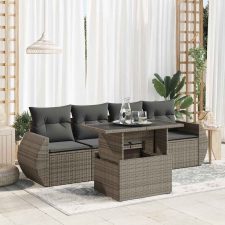 Juego de sofás jardín con cojines 5 pzas ratán sintético gris by , Garden sets - Ref: Foro24-3326561, Price: 370,50 €, Discou...