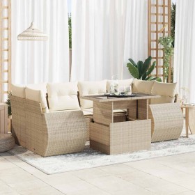 Set sofás de jardín 7 piezas y cojines ratán sintético beige by , Garden sets - Ref: Foro24-3326589, Price: 591,76 €, Discoun...