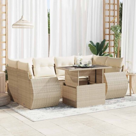 Set sofás de jardín 7 piezas y cojines ratán sintético beige von , Gartensets - Ref: Foro24-3326589, Preis: 591,76 €, Rabatt: %