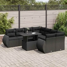Set de sofás de jardín con cojines 9 pzas ratán sintético negro von , Gartensets - Ref: Foro24-3326606, Preis: 629,78 €, Raba...