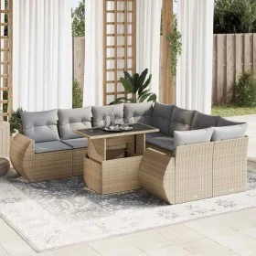 Set de sofás de jardín con cojines 9 pzas ratán sintético beige by , Garden sets - Ref: Foro24-3326610, Price: 662,58 €, Disc...