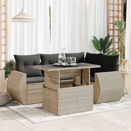 Set de sofás jardín y cojines 5 pzas ratán sintético gris claro by , Garden sets - Ref: Foro24-3326633, Price: 419,02 €, Disc...