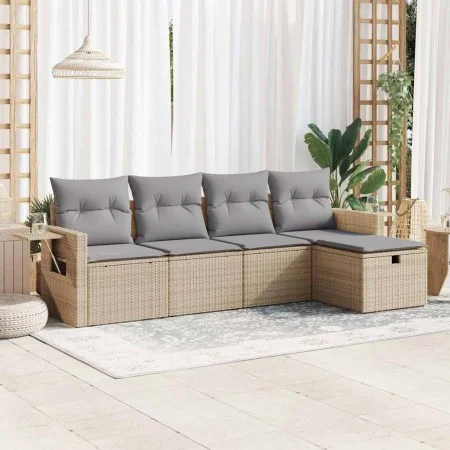 Juego de sofás jardín con cojines 5 pzas ratán sintético beige by , Garden sets - Ref: Foro24-3325465, Price: 338,34 €, Disco...