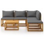 Muebles de jardín 6 pzas cojines madera maciza de acacia de vidaXL, Conjuntos de jardín - Ref: Foro24-3057623, Precio: 577,87...