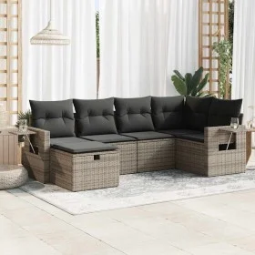 Set de muebles de jardín 6 pzas y cojines ratán sintético gris von , Gartensets - Ref: Foro24-3325486, Preis: 388,46 €, Rabat...