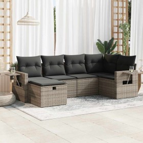 Set de muebles de jardín 6 pzas y cojines ratán sintético gris by , Garden sets - Ref: Foro24-3325486, Price: 421,31 €, Disco...