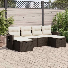 Set sofás de jardín 6 piezas y cojines ratán sintético marrón von , Gartensets - Ref: Foro24-3325529, Preis: 379,63 €, Rabatt: %