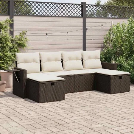Set sofás de jardín 6 piezas y cojines ratán sintético marrón by , Garden sets - Ref: Foro24-3325529, Price: 375,73 €, Discou...