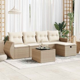 Juego de sofás jardín con cojines 6 pzas ratán sintético beige by , Garden sets - Ref: Foro24-3325574, Price: 448,81 €, Disco...
