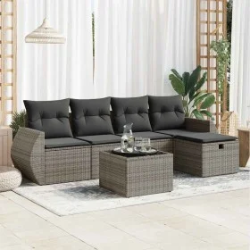 Set de muebles de jardín 6 pzas y cojines ratán sintético gris by , Garden sets - Ref: Foro24-3325576, Price: 376,55 €, Disco...
