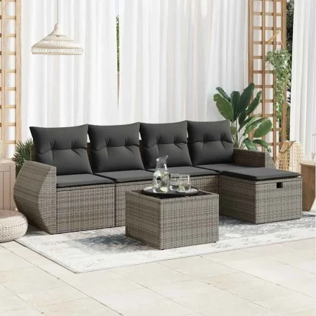 Set de muebles de jardín 6 pzas y cojines ratán sintético gris de , Conjuntos de jardín - Ref: Foro24-3325576, Precio: 374,97...