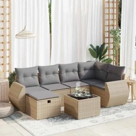 Set sofás de jardín 7 piezas y cojines ratán sintético beige by , Garden sets - Ref: Foro24-3325595, Price: 466,10 €, Discoun...