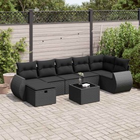 Set de sofás de jardín y cojines 8 piezas ratán sintético negro by , Garden sets - Ref: Foro24-3325611, Price: 505,83 €, Disc...