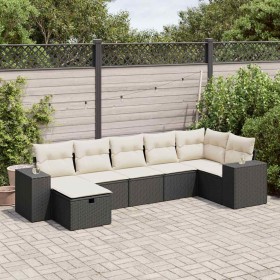 Set de sofás de jardín 7 pzas con cojines ratán sintético negro by , Garden sets - Ref: Foro24-3325702, Price: 435,50 €, Disc...