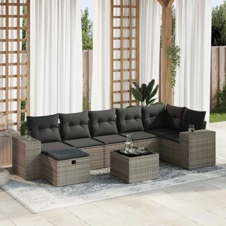 Set de sofás de jardín y cojines 8 piezas ratán sintético gris by , Garden sets - Ref: Foro24-3325716, Price: 501,28 €, Disco...