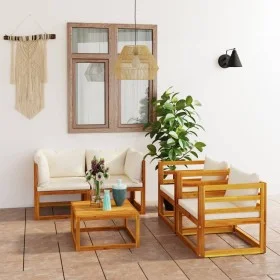 Garden furniture 5 pcs cream cushions solid acacia wood by vidaXL, Garden sets - Ref: Foro24-3057640, Price: 478,88 €, Discou...