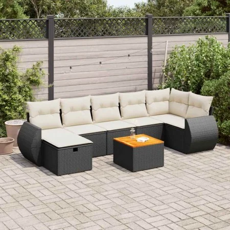 Set de sofás de jardín y cojines 8 piezas ratán sintético negro von , Gartensets - Ref: Foro24-3325850, Preis: 480,26 €, Raba...