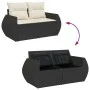 Set de sofás de jardín y cojines 8 piezas ratán sintético negro von , Gartensets - Ref: Foro24-3325850, Preis: 480,26 €, Raba...