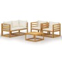 Garden furniture 5 pcs cream cushions solid acacia wood by vidaXL, Garden sets - Ref: Foro24-3057640, Price: 450,10 €, Discou...