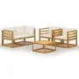 Muebles de jardín 5 pzas cojines crema madera maciza de acacia de vidaXL, Conjuntos de jardín - Ref: Foro24-3057640, Precio: ...