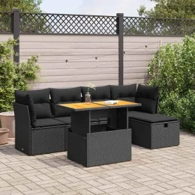 Set sofás jardín y cojines 6 pzas ratán sintético acacia negro von , Gartensets - Ref: Foro24-3327965, Preis: 406,86 €, Rabat...