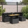 Set sofás jardín y cojines 6 pzas ratán sintético acacia negro by , Garden sets - Ref: Foro24-3327965, Price: 406,86 €, Disco...