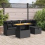 Set sofás jardín y cojines 6 pzas ratán sintético acacia negro by , Garden sets - Ref: Foro24-3327965, Price: 423,80 €, Disco...