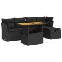 Set sofás jardín y cojines 6 pzas ratán sintético acacia negro by , Garden sets - Ref: Foro24-3327965, Price: 406,86 €, Disco...