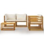 Garden furniture 5 pcs cream cushions solid acacia wood by vidaXL, Garden sets - Ref: Foro24-3057640, Price: 450,10 €, Discou...