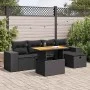 Set sofás jardín y cojines 6 pzas ratán sintético acacia negro by , Garden sets - Ref: Foro24-3328077, Price: 435,56 €, Disco...