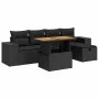 Set sofás jardín y cojines 6 pzas ratán sintético acacia negro by , Garden sets - Ref: Foro24-3328077, Price: 435,56 €, Disco...