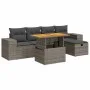 Set sofás jardín y cojines 6 pzas ratán sintético acacia gris de , Conjuntos de jardín - Ref: Foro24-3328082, Precio: 415,11 ...