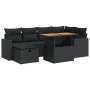 Set sofás jardín y cojines 8 pzas ratán sintético acacia negro by , Garden sets - Ref: Foro24-3328000, Price: 500,56 €, Disco...