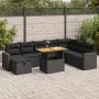 Set sofás jardín y cojines 9 pzas ratán sintético acacia negro by , Garden sets - Ref: Foro24-3328014, Price: 617,28 €, Disco...